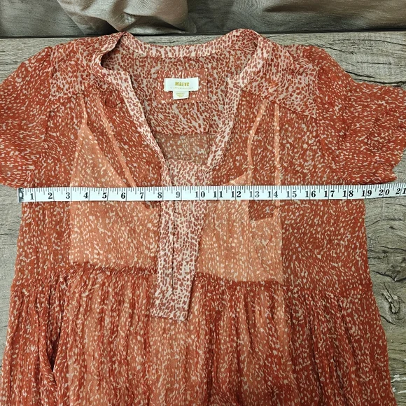 Maeve Anthropologie Adrian Sheer Tunic Dress in dark orange. Size S. - Picture 4 of 8